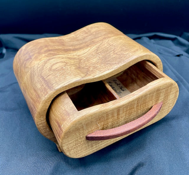 Oval oak divided jewelry box