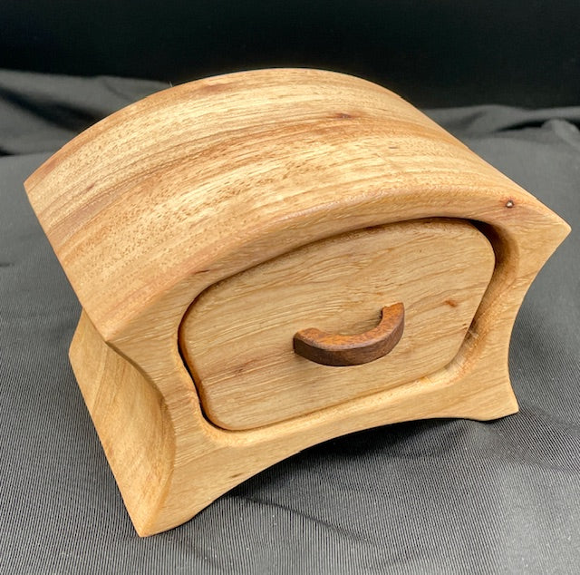 Solid pecan curved top jewelry box
