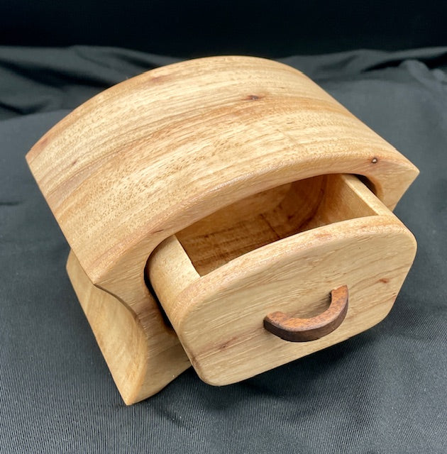 Solid pecan curved top jewelry box