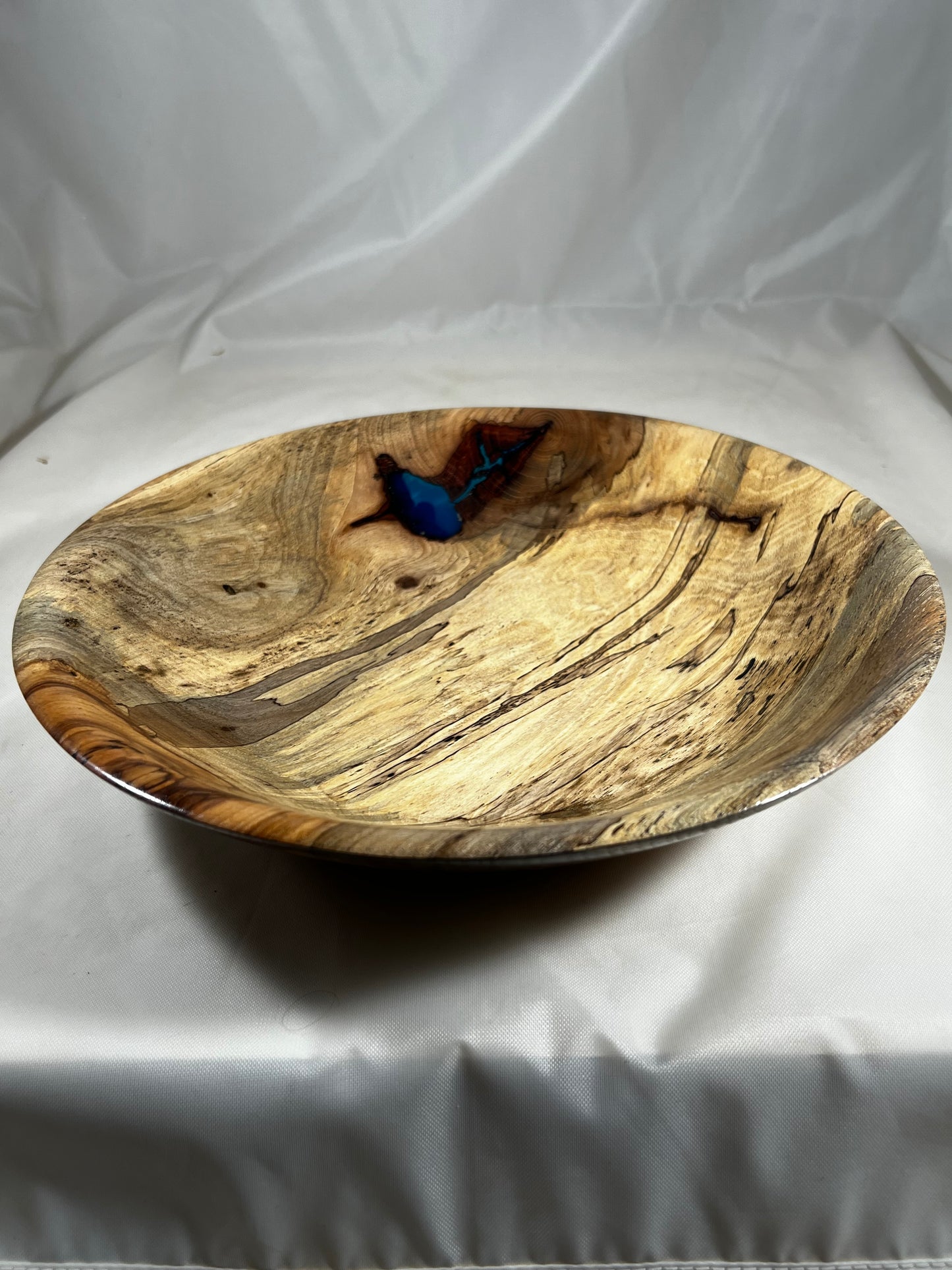 Bowl - Pecan Wood with Blue Resin Inlay