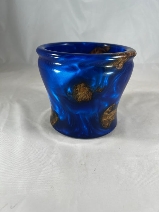 Small Vase, While Oak with Blue Resin