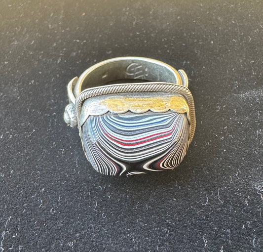 Fordite set in silver