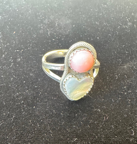 Heart and pink stone ring