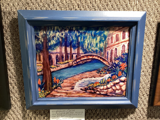 Riverwalk Day Embellished  framed Canvas Print N13