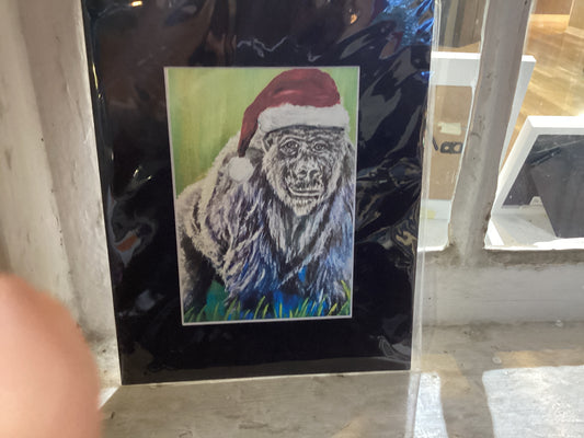 Santa Gorilla matted Print