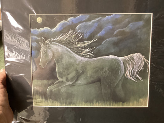 Caballo corriendo a la luz de la luna (Impresión)