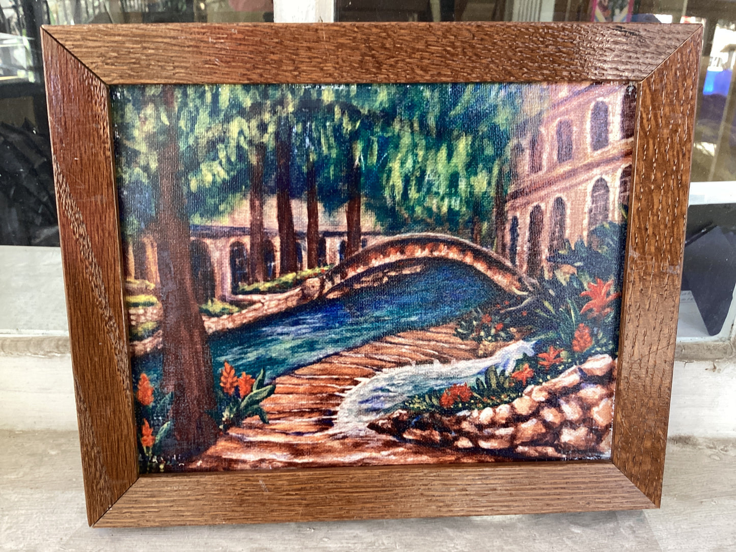 Riverwalk Embellished framed Canvas Print