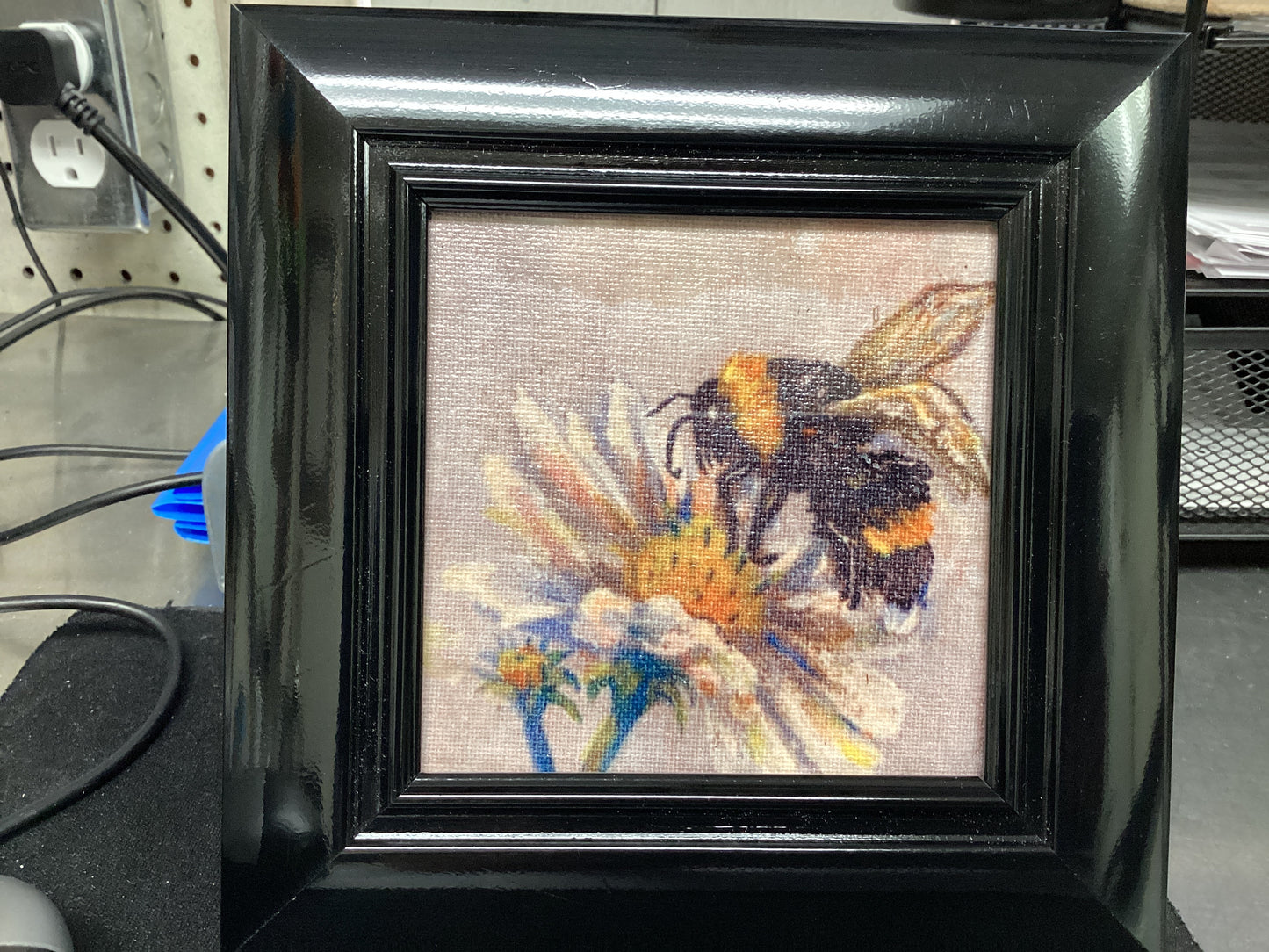 Bumblebee with Flower canvas print in frame