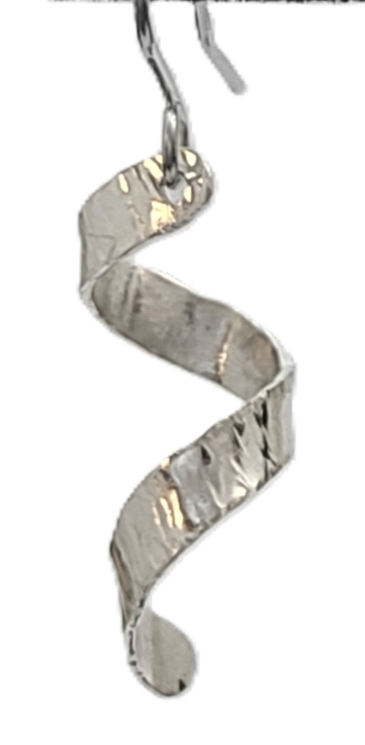 Sterling Silver Ribbon Earrings